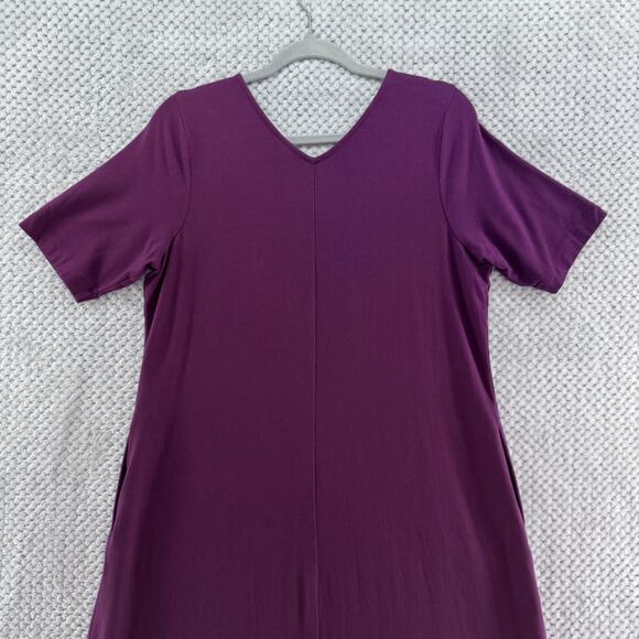 J Jill Dress Womens M Purple Maxi Dress A-Line Pockets V-Neck Short Sleeve - Picture 7 of 13